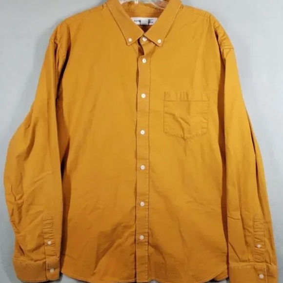 Old Navy Shirt Oxford Tobacco Leaf  Everyday Reg Fit Built-In Flex Long Sleeve - Picture 1 of 7